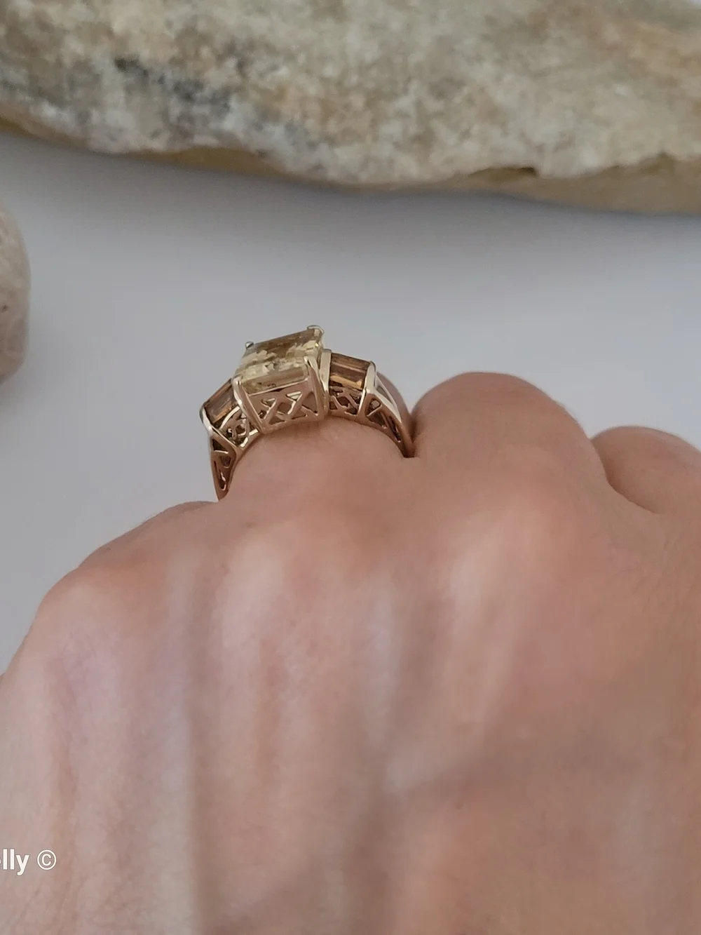 14K Yellow Gold Quartz and Citrine Ring Size 6.75 - Solid Gold! 👌🎁